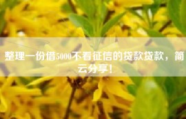 整理一份借5000不看征信的贷款贷款，简云分享！