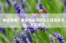 精选整理！惠享花花贷款怎么样贷款平台，不容错过