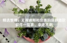 精选整理，无视逾期和负债的贷款借款软件一览表，拿走不谢