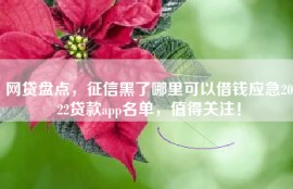 网贷盘点，征信黑了哪里可以借钱应急2022贷款app名单，值得关注！