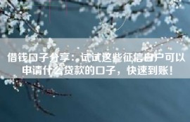 借钱口子分享：试试这些征信白户可以申请什么贷款的口子，快速到账！