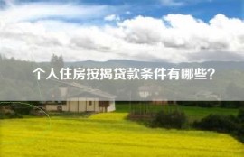 个人住房按揭贷款条件有哪些？