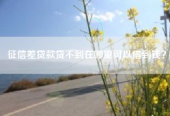 征信差贷款贷不到在哪里可以借到钱？
