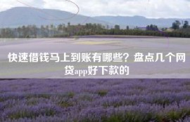 快速借钱马上到账有哪些？盘点几个网贷app好下款的