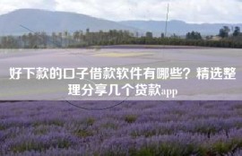 好下款的口子借款软件有哪些？精选整理分享几个贷款app