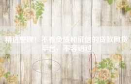 精选整理！不看负债和征信的贷款网贷平台，不容错过
