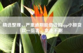 精选整理，严重逾期能借钱的app小额贷款一览表，拿走不谢