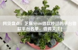 网贷盘点，芝麻分600借款秒过的平台借款平台名单，值得关注！