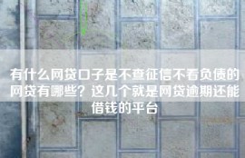 有什么网贷口子是不查征信不看负债的网贷有哪些？这几个就是网贷逾期还能借钱的平台