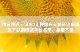 精选整理一份2022无视黑白无视征信申请就下款的借款平台名单，拿走不谢
