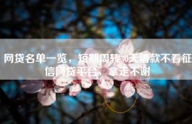 网贷名单一览，短期周转30天借款不看征信网贷平台，拿走不谢
