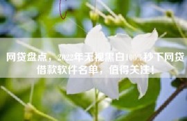 网贷盘点，2022年无视黑白100%秒下网贷借款软件名单，值得关注！
