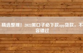 精选整理！2022黑口子必下款app贷款，不容错过