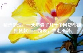 精选整理，一天申请了几十个网贷都被拒贷款app一览表，拿走不谢