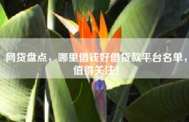网贷盘点，哪里借钱好借贷款平台名单，值得关注！