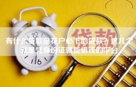 有什么贷款是花户必下的贷款？这几个就是凭身份证就能借钱的平台