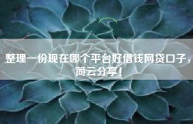 整理一份现在哪个平台好借钱网贷口子，简云分享！