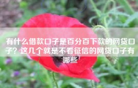 有什么借款口子是百分百下款的网贷口子？这几个就是不看征信的网贷口子有哪些