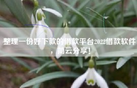 整理一份好下款的借款平台2022借款软件，简云分享！