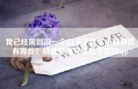 我已经黑到没一个口子下款了小额贷款有哪些？精选整理分享几个贷款app