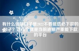 有什么借款口子是2022不看征信必下款的口子？这几个就是当前逾期严重能下款的平台
