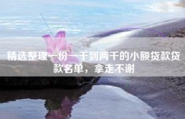 精选整理一份一千到两千的小额贷款贷款名单，拿走不谢
