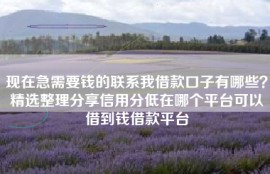 现在急需要钱的联系我借款口子有哪些？精选整理分享信用分低在哪个平台可以借到钱借款平台