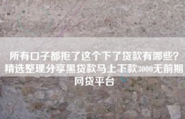 所有口子都拒了这个下了贷款有哪些？精选整理分享黑贷款马上下款3000无前期网贷平台