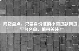 网贷盘点，只要身份证的小额贷款网贷平台名单，值得关注！