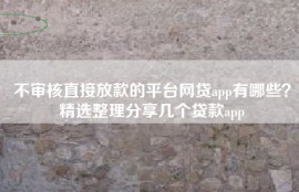 不审核直接放款的平台网贷app有哪些？精选整理分享几个贷款app