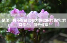 整理一份不看征信和大数据的网贷2022网贷平台，简云分享！