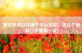 黑名单可以在哪个平台贷款，这几个借款口子值得一试！