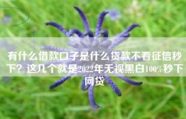 有什么借款口子是什么贷款不看征信秒下？这几个就是2022年无视黑白100%秒下网贷