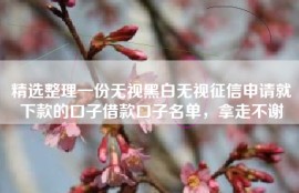精选整理一份无视黑白无视征信申请就下款的口子借款口子名单，拿走不谢
