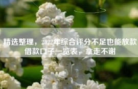 精选整理，2022年综合评分不足也能放款借款口子一览表，拿走不谢