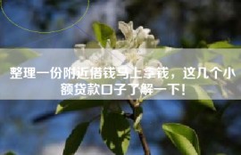 整理一份附近借钱马上拿钱，这几个小额贷款口子了解一下！