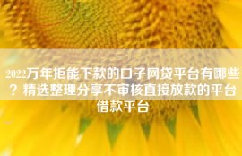 2022万年拒能下款的口子网贷平台有哪些？精选整理分享不审核直接放款的平台借款平台