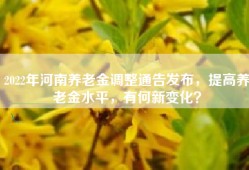 2022年河南养老金调整通告发布，提高养老金水平，有何新变化？