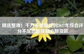 精选整理！千万不能错过的2022年综合评分不足也能放款小额贷款