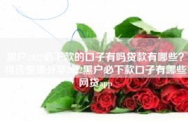 黑户2022必下款的口子有吗贷款有哪些？精选整理分享2022黑户必下款口子有哪些网贷app