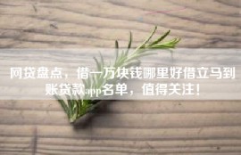网贷盘点，借一万块钱哪里好借立马到账贷款app名单，值得关注！