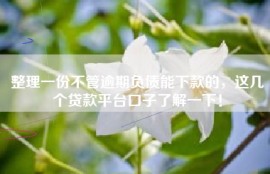 整理一份不管逾期负债能下款的，这几个贷款平台口子了解一下！