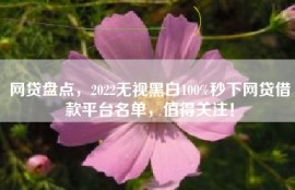 网贷盘点，2022无视黑白100%秒下网贷借款平台名单，值得关注！