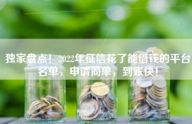 独家盘点！2022年征信花了能借钱的平台名单，申请简单，到账快！