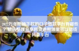 2022万年拒能下款的口子借款平台有哪些？精选整理分享网贷逾期哪里可以借钱网贷平台