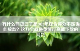 有什么网贷口子是2022年综合评分不足也能放款？这几个就是负债过高能下款的网贷