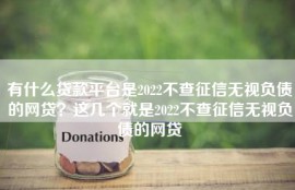 有什么贷款平台是2022不查征信无视负债的网贷？这几个就是2022不查征信无视负债的网贷