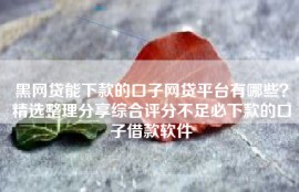 黑网贷能下款的口子网贷平台有哪些？精选整理分享综合评分不足必下款的口子借款软件