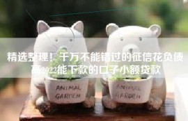 精选整理！千万不能错过的征信花负债高2022能下款的口子小额贷款