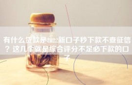 有什么贷款是2022新口子秒下款不查征信？这几个就是综合评分不足必下款的口子